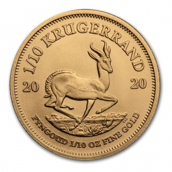 Krugerrand - 1/10 d'once Or pur 22 carats - Année 2020 Krugerrand - 1/10 d'once Or pur 22 carats - Année 2020