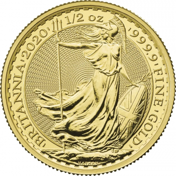 Britannia - 1/2 d'once d'Or pur 24 carats - Année 2020 Britannia - 1/2 d'once d'Or pur 24 carats - Année 2020